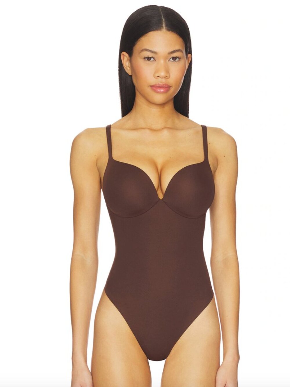 NEW SKIMS Ultimate Body Shapewear Push-up Thong Bodysuit Cocoa Brown Tank Cami